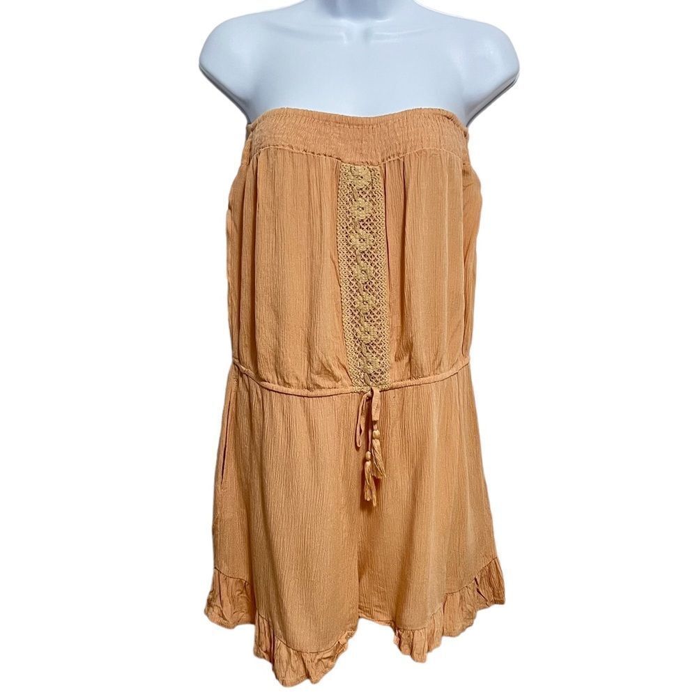 Women's Boho Peach Strapless Jumpsuit